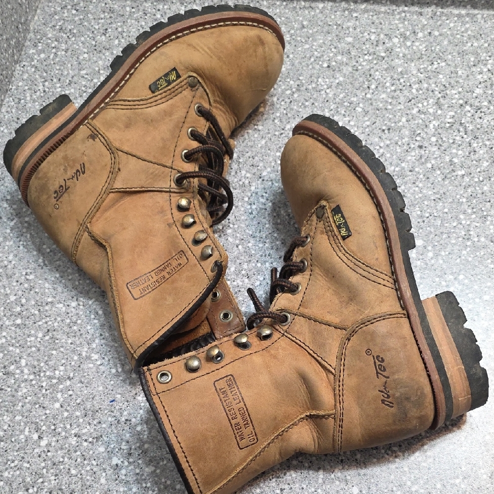 AdTec Tan Leather Logger Boots Women's 6.5 Lace Up Work Boots